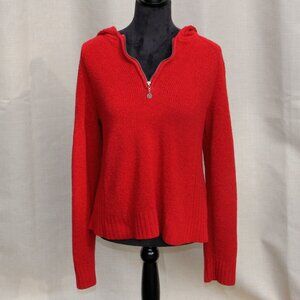 Coldwater Creek Red Sweater Hoodie 1/4 Zip Front w/ Snowflake Zip Pull